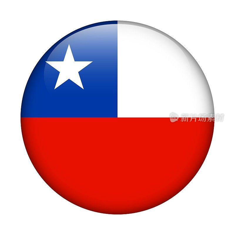 智利国旗。矢量图标。用于web, app, ui的玻璃按钮。光滑的旗帜。
